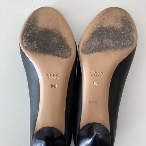 VINTAGE GUCCI FLAWLESS PRE-LOVED BLACK LEATHER GUCCI SIZE 10B HEEL HGT 3 INCHES - Picture 7 of 8